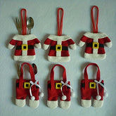 CF-136pcs Christmas Santa Suit Canvas Cutlery Holder Set - Festive Tableware Organizer With Silverware Bag Decorations - Holiday Home Kitchen Table Decorations For Christmas Party